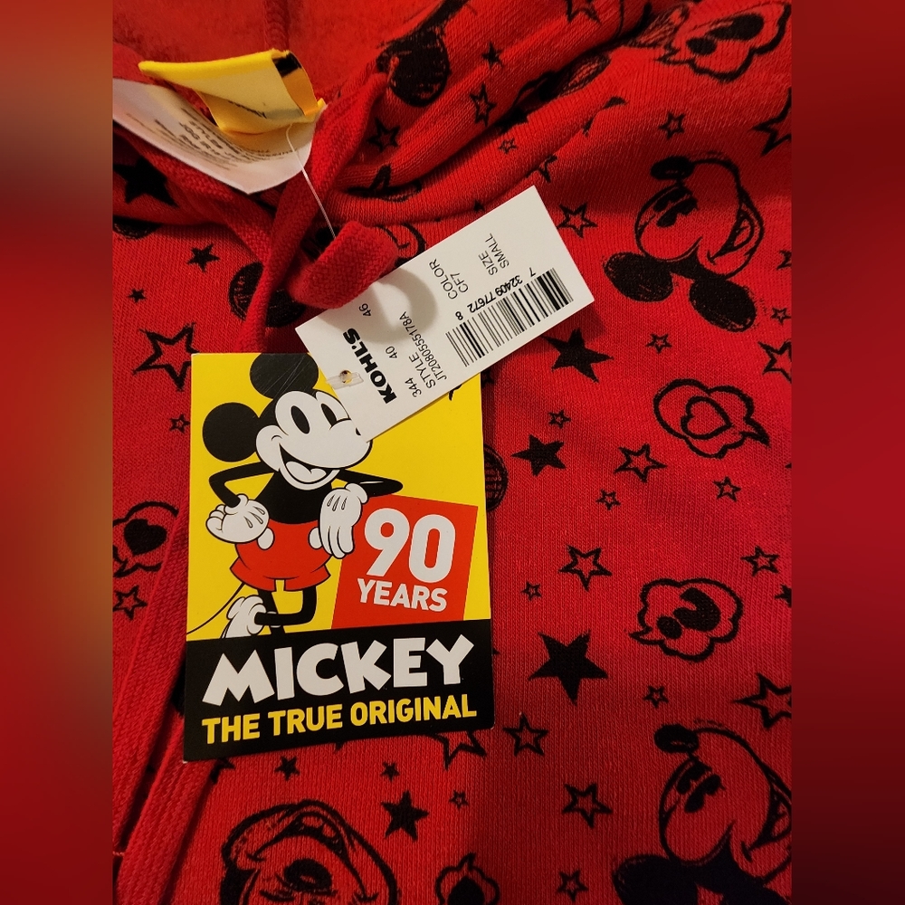 Disney 90 Years of Mickey Red and Black Mickey Mouse Hoodie. Size Small. Womens - Picture 2 of 11